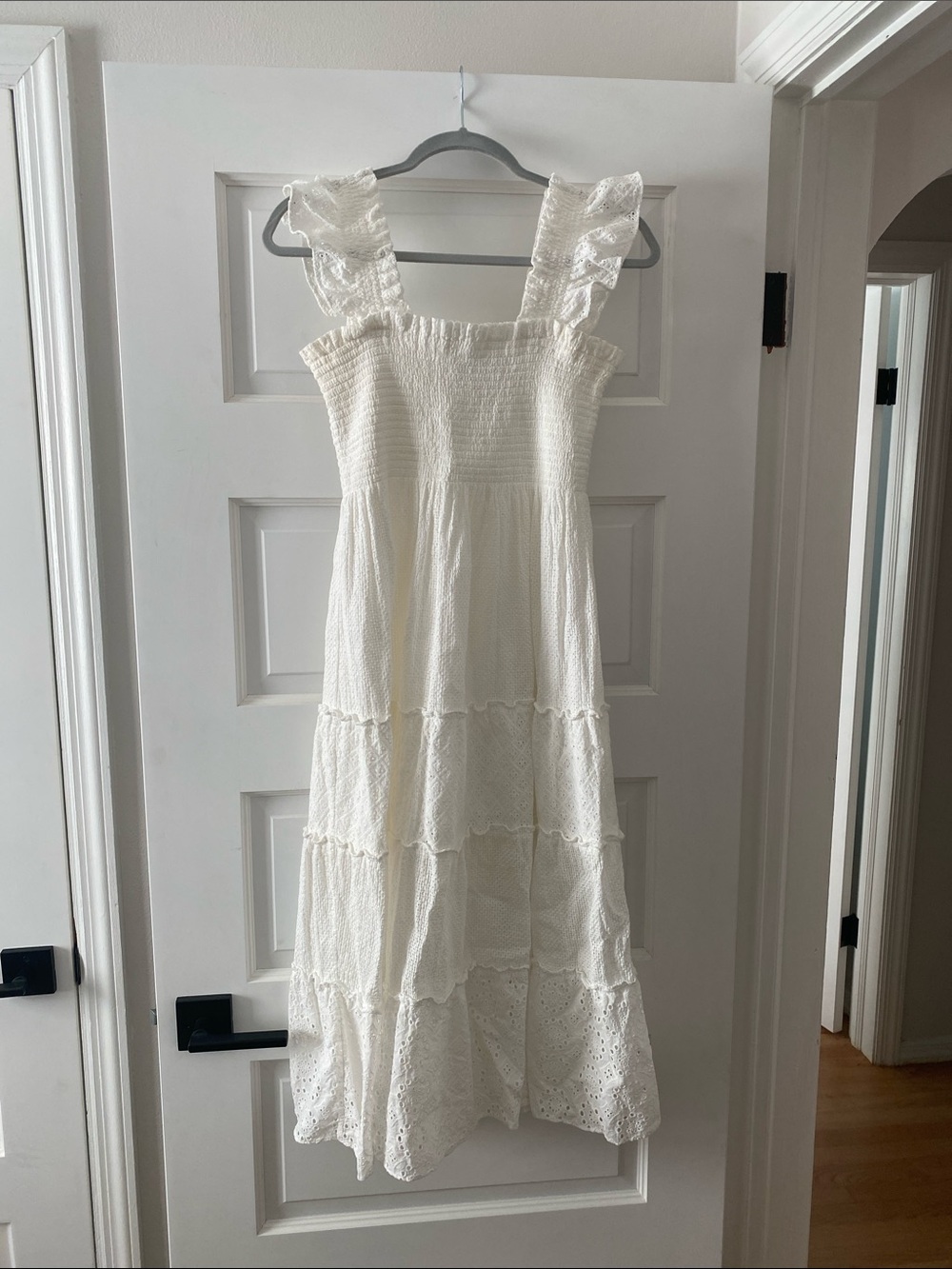 Hill House Home “The Ellie Nap Dress” in Boho Textured Ivory Eyelet